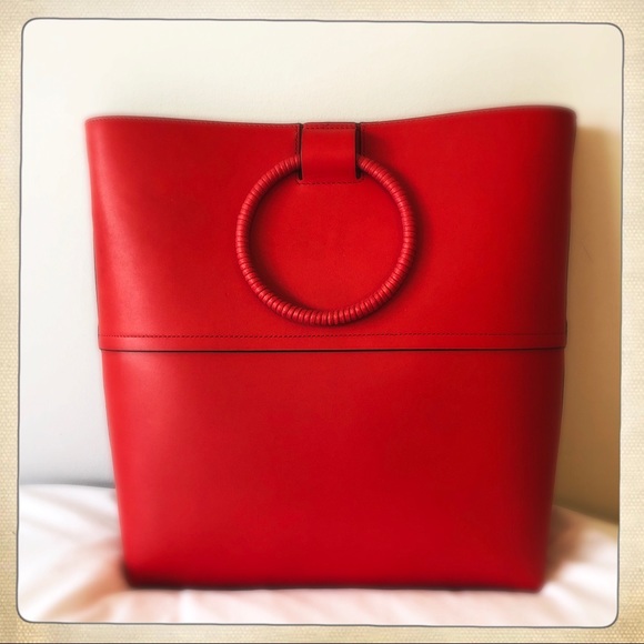Theory Handbags - BRAND NEW THEORY LARGE HOOP TOTE IN RED LEATHER!!